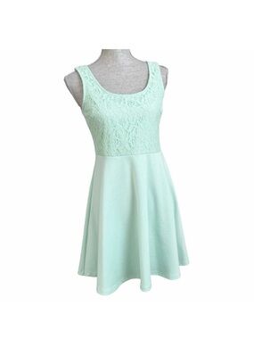 Altar'd State Mint Lace Fit & Flare Mini Dress